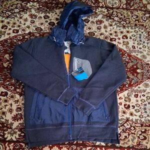 Adidas Navy Blue Hooded Jacket with Pockets